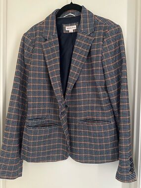 Merona Navy and Rust Plaid Blazer